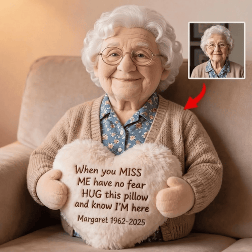 Custom From Photo - When You Miss Me - Personalized Memorial Faux Fur Shaped Pillow