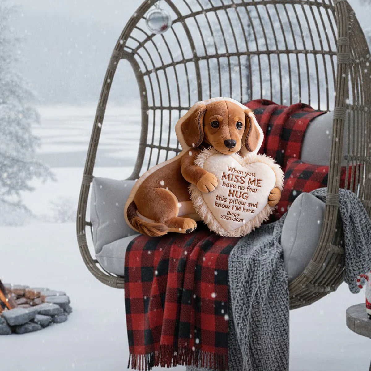 Custom From Photo - When You Miss Me - Personalized Memorial Faux Fur Shaped Pillow