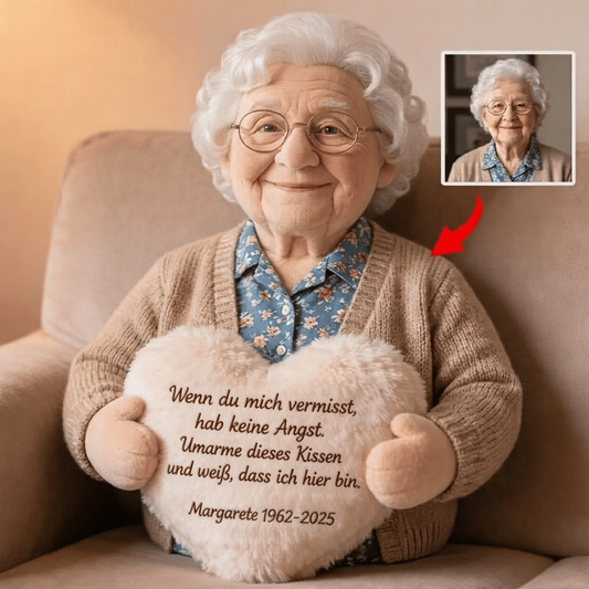 Personalisiertes Gedenk-Kissen aus Kunstfell – Individuell nach Foto